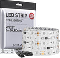 BTF-LIGHTING UL Listed WS2811 IC=RGB+IC Addressable Color RGB LED Strip,16.4FT 30LED/m 10Pixels/m,IP30 White PCB Flexible DC12V Chasing Effect for Indoor Home Decor,3M Tape(No Adapter or Controller)