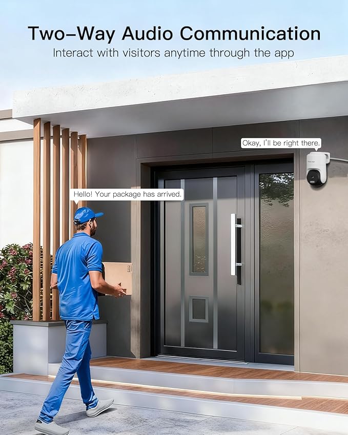 VIMTAG 2.5K 4MP Outdoor Security Camera, Pan/Tilt WiFi Home CCTV Camera, 360° View & Motion Tracking, Color Night Vision, 2-Way Audio, AI Detection Alarm, IP66, Cloud & SD Card Storage, Works w/Alexa