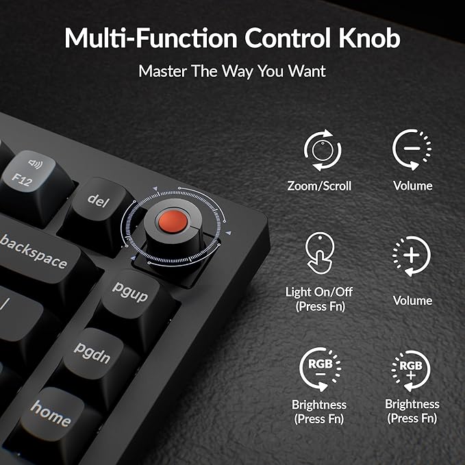 Keychron V1 8K Custom Mechanical Keyboard, 75% Wired Layout, Ultra-Low Latency 8000Hz, QMK Programmable, Hot-Swappable Red Switches, RGB, for Gamers and Typists, Compatible with Mac/Windows/Linux