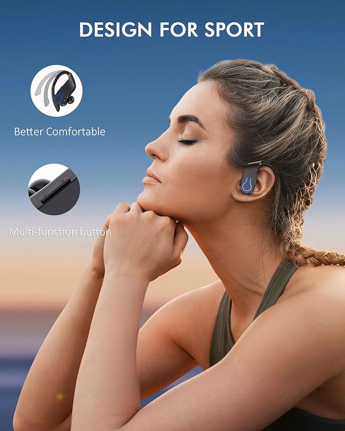 CoolJumper Wireless Bluetooth Earbuds 120H Playtime Bluetooth 5.3 Ear Buds for Sports, Hi-fi Stereo Earphones with LED Display Charging Case, Headphones for Running/Workout Audifonos inalambricos