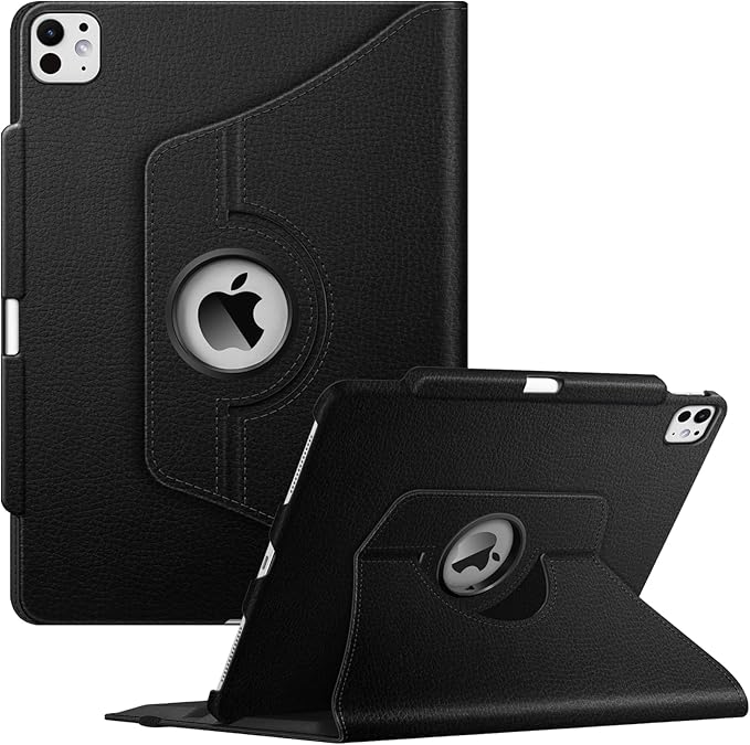 Fintie Rotating Case for iPad Pro 13-inch (M5) 2025 / (M4) 2024 with Pencil Holder - 360 Degree Swiveling Protective Stand Cover with Auto Wake/Sleep, Black