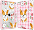 May Chen for iPad Pro 13 Inch Case M5 2025 / M4 2024, Built Pencil Holder & Clear Transparent Print Back Shell Slim Stand Shockproof Tablet Cover, Auto Wake/Sleep, Corgi Dog Stripes