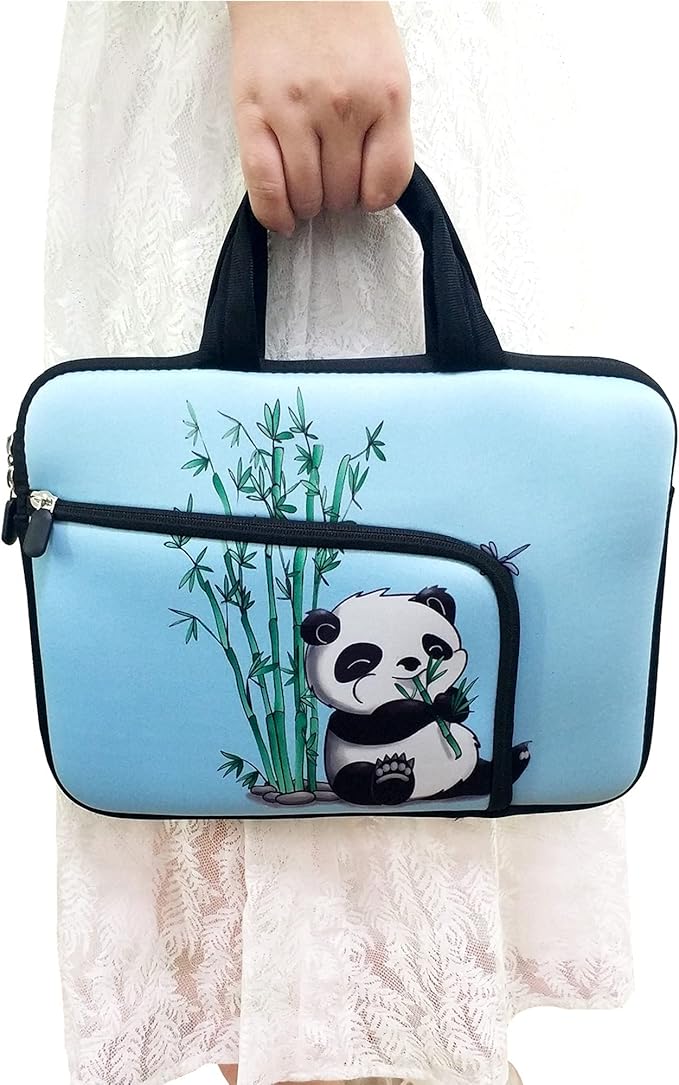 11 11.6 12 12.1 12.5 inches Laptop Sleeve Chromebook Case Ultrabook Case Notebook Sleeve PC Messenger Bag Tablet Case Neoprene Handle Sleeve for Adult Men Women, Two Pockets (Cute Panda)