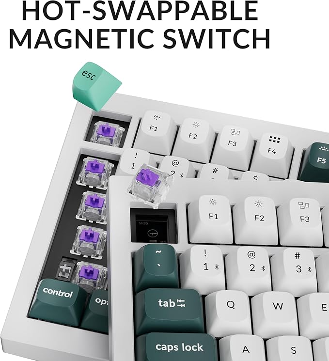 Keychron Q1 HE Wireless Custom Keyboard Rapid Trigger QMK Launcher 2.4 GHz Bluetooth 5.2 with Gateron Double-Rail Magnetic Switch, RGB Compatible with Mac Windows Linux (Hot-swappable)