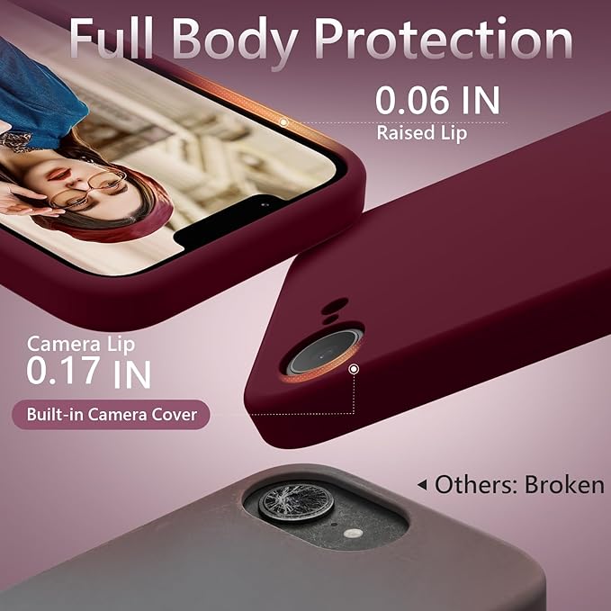 FireNova Magnetic for iPhone 17e Case/iPhone 16e Case, Compatible with MagSafe, [Silicone Camera Protection] Microfiber Lining Phone Case, 6.1", Plum