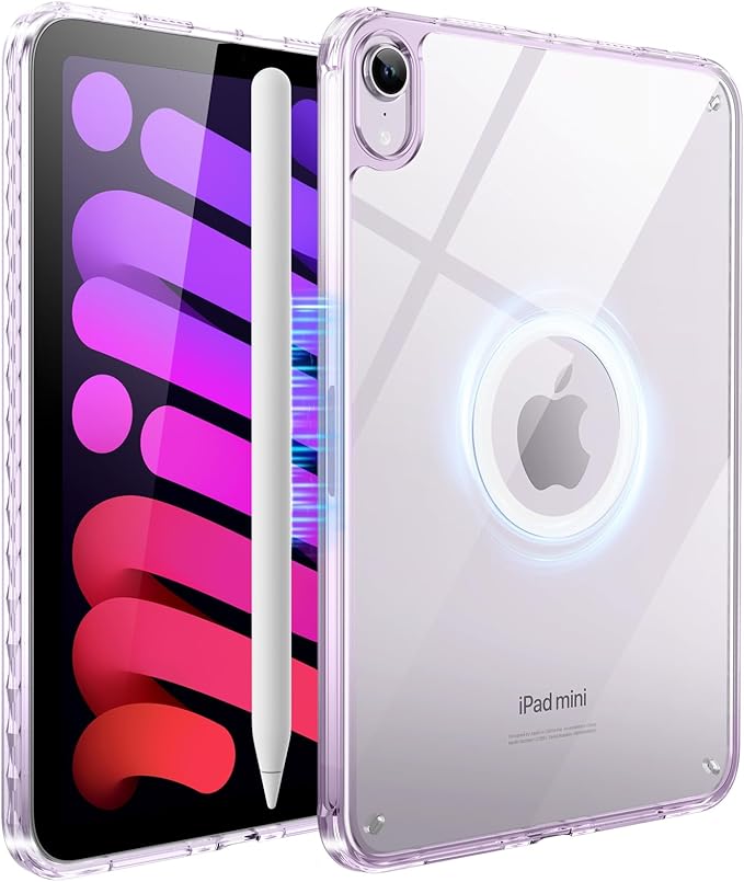 Case for iPad mini A17 Pro, iPad mini 6 case, Compatible with Magsafe, Clear Back with TPU Frame, Slim Lightweight Protective Case for 8.3“ iPad mini (Clearpurple)