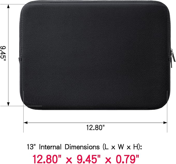 RAINYEAR Laptop Sleeve Case Compatible with 13.3 Inch Notebook Computer Chromebook 14" MacBook Pro/Max M1 M2 M3 M4 M5 Soft Cover Protective Case Zipper Carrying Bag (Black, Upgraded Version)