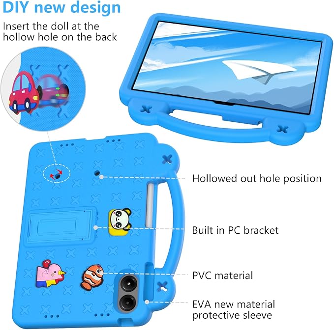 AKABEILA Compatible with Apple iPad Pro 12.9(2018/2020/2021/2022)/Air 13(2026) M4(2025) M3(2024)/Pro 13(2025) M5(2024) Tablet Case, Cases with Shoulder Strap & Stand Handle & Pen Tray Sky Blue