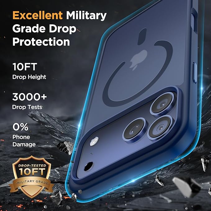 Miracase Magnetic for iPhone 17 Pro Max Case (Compatible with MagSafe) with Screen Protector Military-Grade Protection, Anti-Fingerprint Matte Phone Cover for iPhone 17 Pro Max 6.9 inch, Blue
