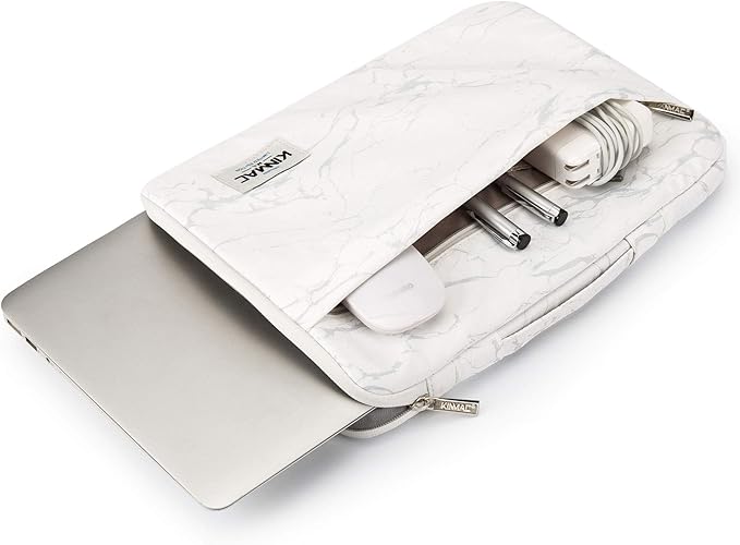 Kinmac 360° Protective Laptop Sleeve Case Bag Cover with Handle for MacBook Pro 16 inch,16 inch HP,Lenovo,Dell,ASUS,Acer Ultrabook and Business Laptop (White Marble)