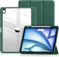 Wenlaty for iPad Air 13 Inch Case M4/M3/M2 (2026/2025/2024) with Pencil Holder, Slim Trifold Stand Protective Cover for iPad Air 13 Case with Clear Transparent Back, Auto Wake/Sleep -Pine Green