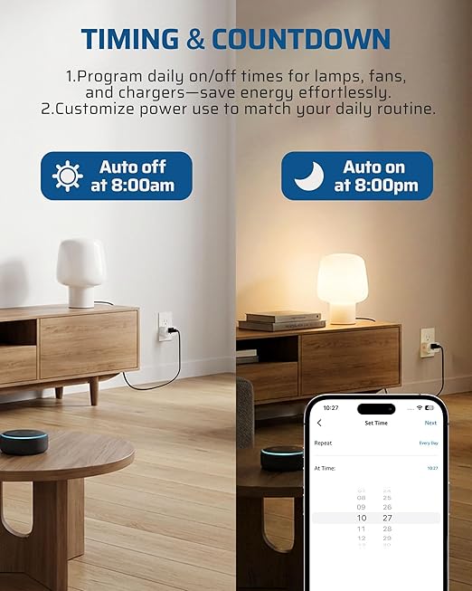 DEWENWILS Matter Smart Plug, Work with Apple Home, Alexa, Google, SmartThings, Smart Outlet with Schedule and Timer, FFS Easy Setup, 100% Privacy 15A/1800W, APP Voice Control, 2.4G Wi-Fi Only, 3 Pack