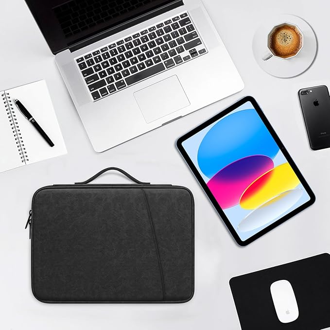 DTTO 9-11 Inch Tablet Sleeve Bag for iPad A16 11-in/Air 11-in M3 M2, iPad 10th Gen 10.9", iPad 9/8/7th Gen 10.2", iPad Air 5/4th Gen 10.9", iPad Pro 11, Galaxy Tab A9+, Waterproof Travel Bag, Black
