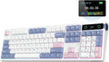 EPOMAKER TH108 PRO Full Size Mechanical Keyboard with Screen & Knob, Wireless Gaming Keyboard with 10000mAh, Creamy Gasket, Hot Swap, Custom Driver, RGB Backlight (White, Sea Salt Silent)