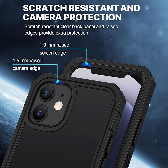 CENHUFO Privacy for iPhone 12 Mini Case, Full Body Phone Case with Built-in 9H Tempered Glass Privacy Screen Protector, Anti Peep Anti Spy Shockproof Protective Bumper Clear Cover - Black