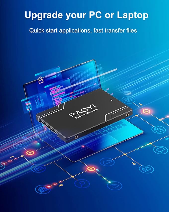 RAOYI 512GB Internal SSD SATA III 6Gb/s 2.5” Solid State Drive 3D NAND Flash Advanced SSD Hard Drive Up to 550MB/s SATA 3 SSD Upgrade Performance for PC Laptop