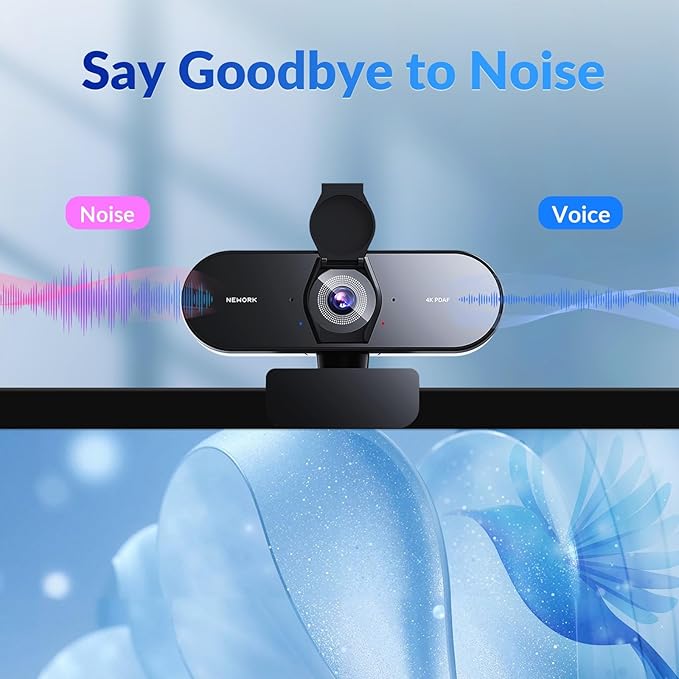 4K Webcam for PC with PDAF & CDAF Dual-autofocus, Ultra 4K HD, 2 Noise Reduction Mics, Auto Light Correction, Privacy Cover & Tripod, 79°FOV, Streaming Camera for PC, Mac, Laptop, Video Calls