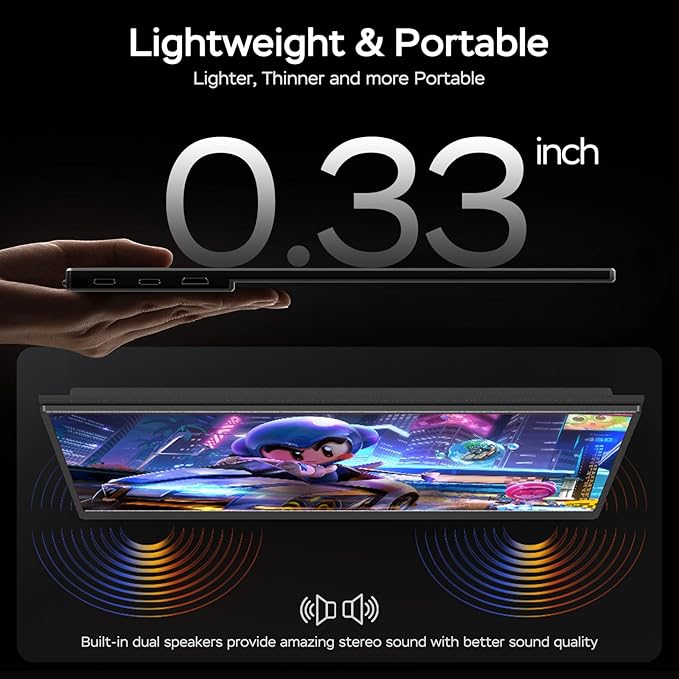 Yxk 17.3" Portable Monitor 1080P 144Hz IPS HDR | Travel Display for PC/Mac/Phone/Console/Laptop | Smart Cover & Speakers
