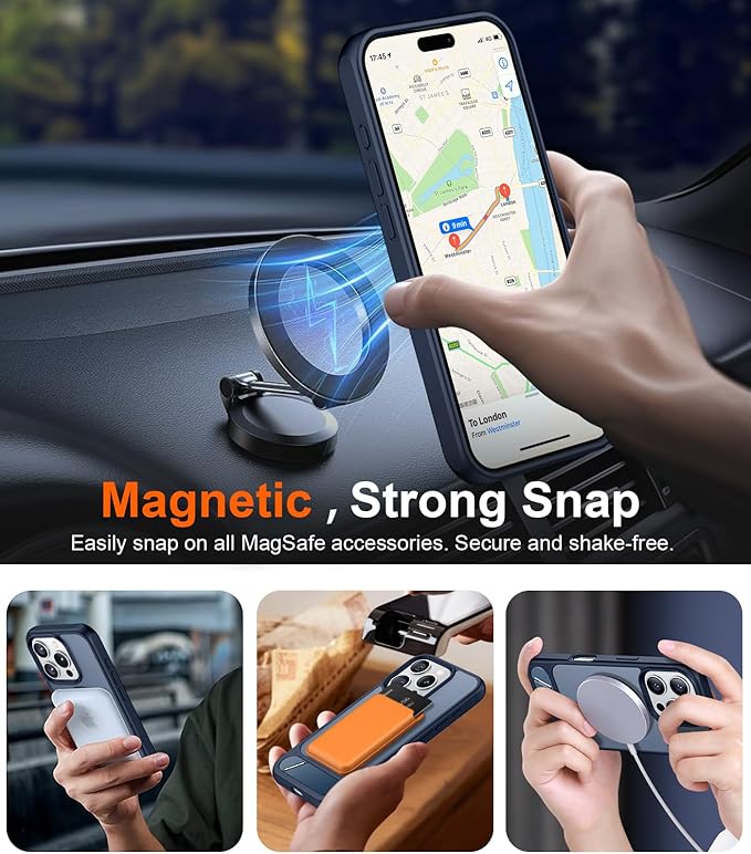 Magnetic Compatible with iPhone 16 Pro Case, [Built-in Invisible Kickstand][Compatible with MagSafe] [Military Grade Shockproof] Slim Translucent Matte Phone Case for iPhone 16 Pro 6.3"