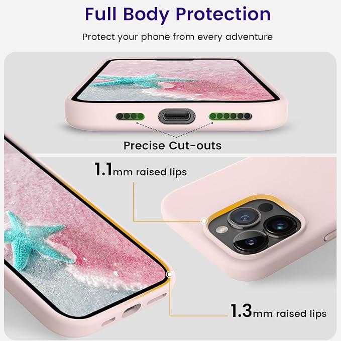OTOFLY Designed for iPhone 14 Pro Max Phone Case, Silicone Shockproof Slim Thin Phone Case for iPhone 14 Pro Max 6.7 inch (Chalk Pink)