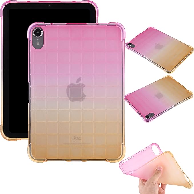 for iPad (A16) 11th Generation 11" 2025 & iPad 10th Generation Case 10.9 inch 2022, Lightweight Thin Translucent Soft TPU Back Shockproof Matte Clear Silicone Gradient Shell, Pink & Yellow