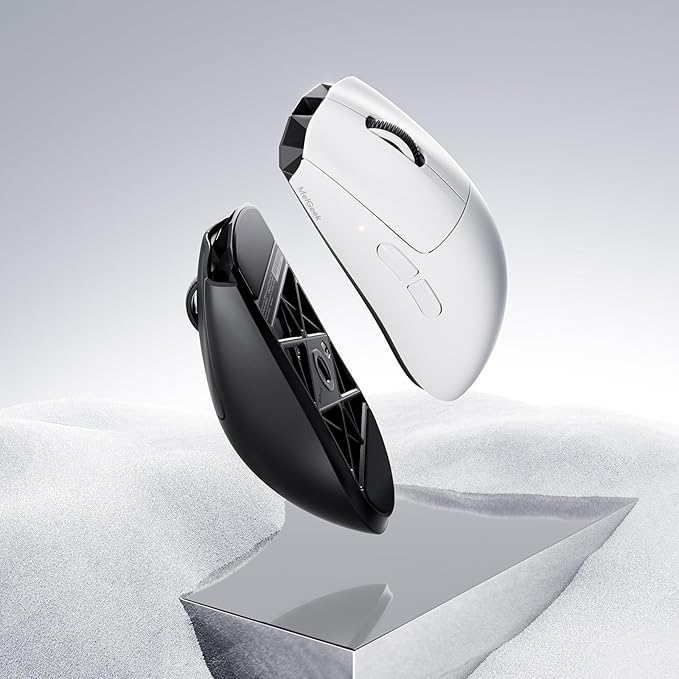 MelGeek Horus Lightweight Mouse, Wireless Gaming Mouse, 49g, 8K Polling, 30K DPI Sensor, 215 Hr Battery, 2.4G/USB-C, with Light Receiver, Fit for Medium and Large Hands - White