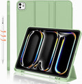 iMieet Case for iPad Pro 11 Inch (M5) 2025 /(M4) 2024 5th Gen, Trifold Stand Smart Cover with Pencil Holder and Soft TPU Back, Auto Wake/Sleep (Matcha Green)