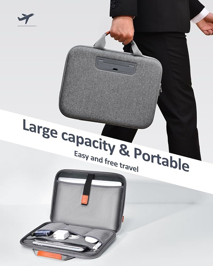 Hard Laptop Case 14 Inch for HP Dell Lenovo ASUS Acer - 2 in 1 Laptop Sleeve & Lap Desk with Stopper and Book Clip - Shockproof Waterproof 15.3 MacBook Air M4 M3 Case - Gray