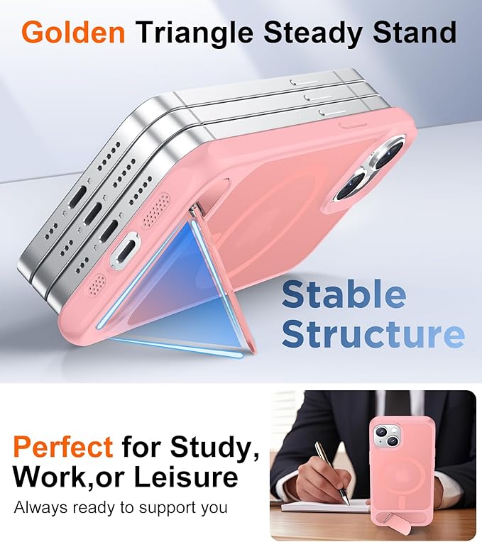 Magnetic Compatible with iPhone 14 Case/iPhone 13 Case,[Built-in Invisible Kickstand][Compatible with MagSafe][Military Grade Shockproof] Slim Translucent Matte Phone Case for iPhone 14/13 6.1"