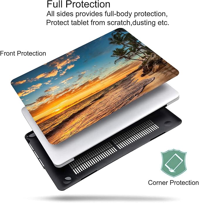 Compatible with MacBook Air 13 inch Case 2022 2021 2020 2019 2018 Release M1 A2337 A2179 A1932, Protective Plastic Hard Shell Case & Keyboard Cover, Has Logo Cutout, Beach Theme