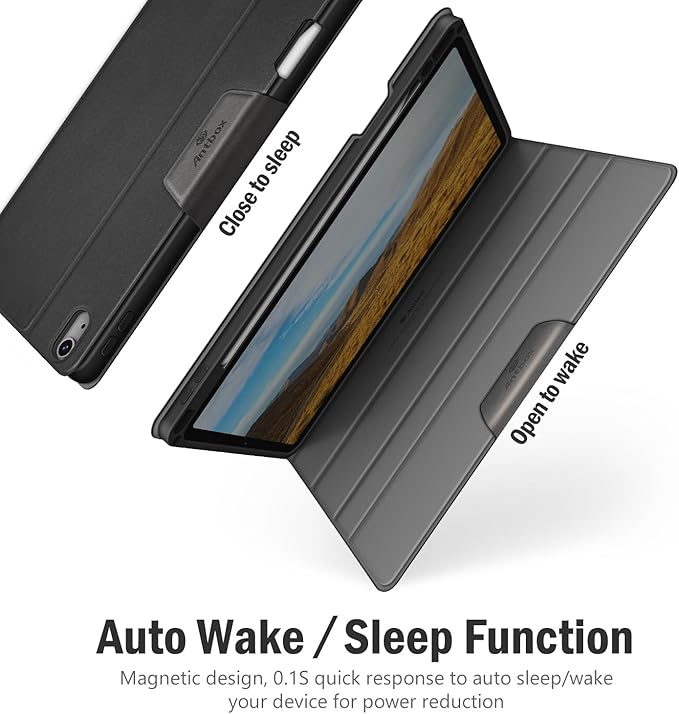 Antbox for iPad Air 13 Inch Case 2026 M4 /2025 M3 /2024 M2, Built-in Pencil Holder, Fully Supports Pencil Pro and Pencil (USB-C), Auto Sleep/Wake Function PU Leather iPad Air 13'' Cover (Black)