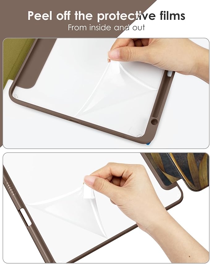 VIKESI for iPad Pro 11 Inch 4th/3rd/2nd/1st Generation Case, iPad Air 11-inch / 5th / 4th Generation Case with Clear Back,Pencil Holder,Auto Sleep/Wake,Camera Protection,Tulip