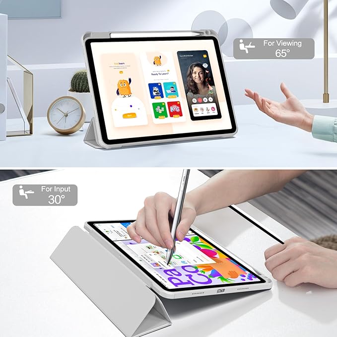 JKSML Case for iPad Pro 11, Case with Pencil Holder for iPad Pro 11 Inch 4th/3rd/2nd Generation 2022/2021/2020, Transparent Protective Cover for iPad Pro 11, Supports Pencil 2 Charging, Gray