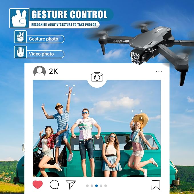 Drone with Camera for Adults Kids Beginner with 2 Batteries Mini Drone One Key Take Off/Land FPV Drone with Brushless Motor, Altitude Hold, 3D Flips