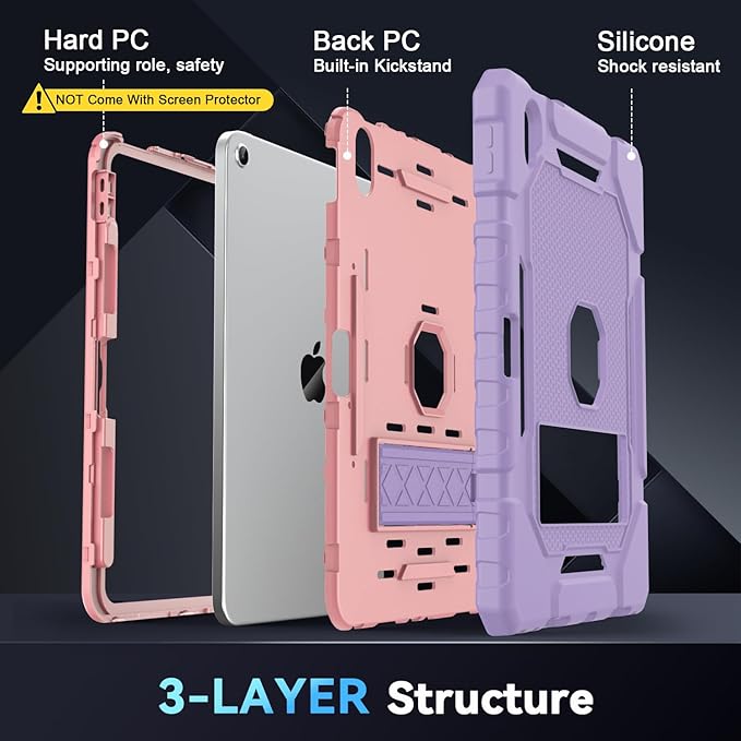 Grifobes for iPad A16 Case 11th Generation 11 inch 2025 / iPad 10th Generation Case 10.9 inch 2022, Heavy Duty Military Grade Shockproof Cover with Pencil Holder for i Pad 11/10 Gen (Purple)