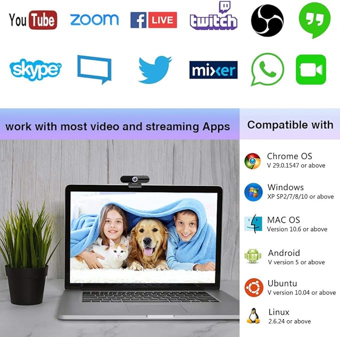GoHZQ 4K Webcam with Microphone & Privacy Cover - 8MP Ultra HD USB Camera for Computer/Laptop/Switch 2, Pro Streaming Video Calling