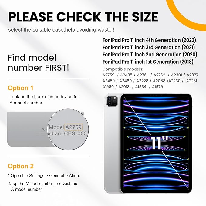 Timecity Case for iPad Pro 11 inch 4th Generation 2022, Shockproof Case with Screen Protector &Pencil Holder+Rotating Stand+Handle for iPad Pro 11 2021/2020/2018 (3rd, 2nd, 1st Gen) - Dark Blue