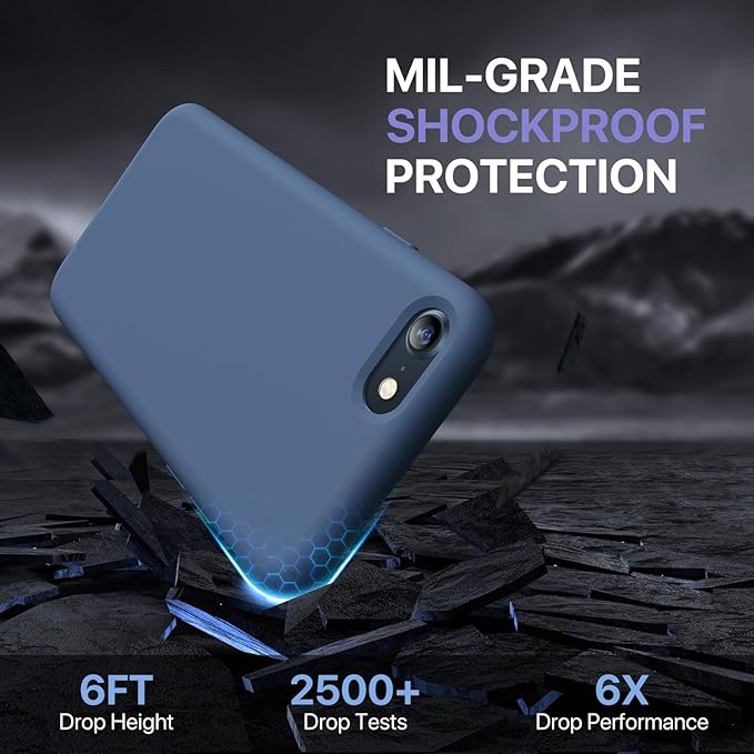 Miracase Ultra Slim Designed for iPhone SE Case 2022(3rd Gen)/iPhone SE 2020 Case(2nd Gen)/iPhone 7 Case/iPhone 8 Case with Screen Protector, Multi-Color Silicone Shockproof Phone Case(Glass Blue)