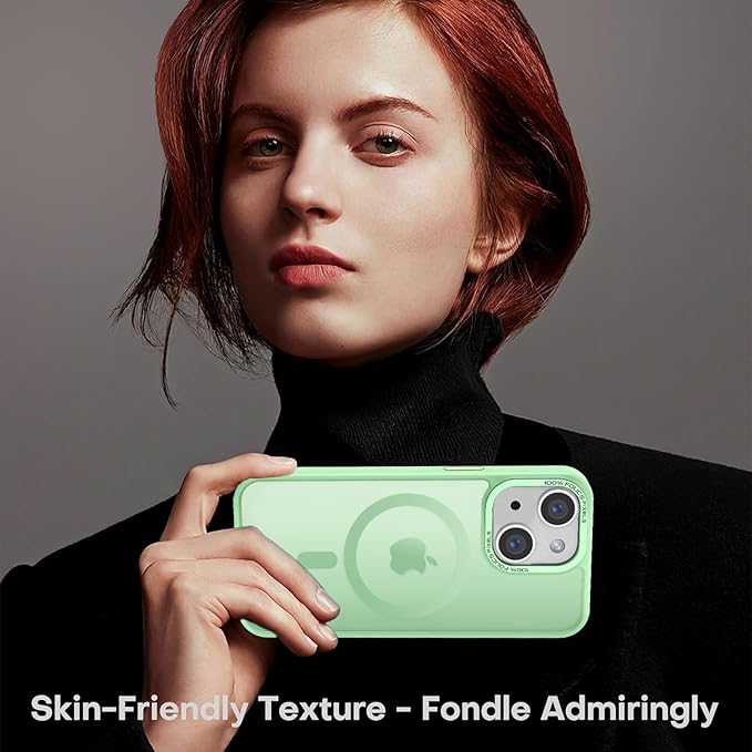 Newfuture Designed for iPhone 13 Case & iPhone 14 Case with Magnetic [13 FT Military Drop Protection] [Compatible with Magsafe] Translucent Shockproof with Anti-Fingerprint Phone Case, Matcha Green