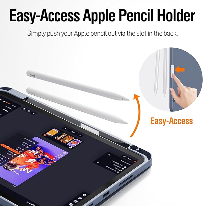 ZOVEEK iPad Pro 11 Inch Case 4th/3rd/2nd/1st Generation (2022/2021/2020/2018) with Pencil Holder, Magnetic Smart Cover with Stand, Supports 2nd Gen Pencil Charging, Auto Wake/Sleep (Blue Gray)