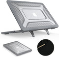SEYMAC stock Case for MacBook Air 13.6 inch, Shock-Absorbing Protection with Folding Stand &Mouse Pad Case for MacBook Air 13.6 inch, Gray