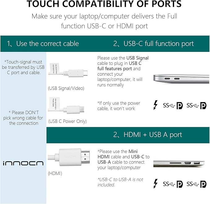 INNOCN 15.6 inch Portable Monitor Touchscreen | 1080P | HDMI, USB C HDMI | for MacBook, Windows, Tablets, Android, Chrome, PS4, Switch, Mini PC | 400Nits | 100% sRGB