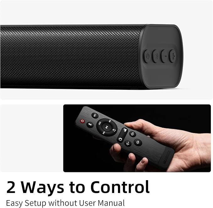 Sound Bars for TV 16-inch, Cinematic TV Sound Bar with Impactful Bass, Bluetooth Soundbar for TV with Remote Control, Wall Mountable TV Speakers Sound Bar Work with Traditional or Smart TV