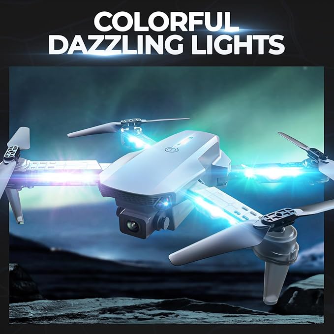 Drone with Camera 1080P HD - Foldable FPV Mini Drones with LED Lights for Adults Kids and Beginners, Toys Gifts RC Quadcopter with One Key Take Off, 3D Flips for Boys Girls with 2 Batteries, White
