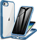 CENHUFO Privacy Case for iPhone SE 2022 3rd / iPhone SE 2020 2nd / iPhone 8/7, Full Body Phone Cover with Built-in 9H Tempered Glass Privacy Screen Protector, Anti Peep Shockproof Bumper - Blue