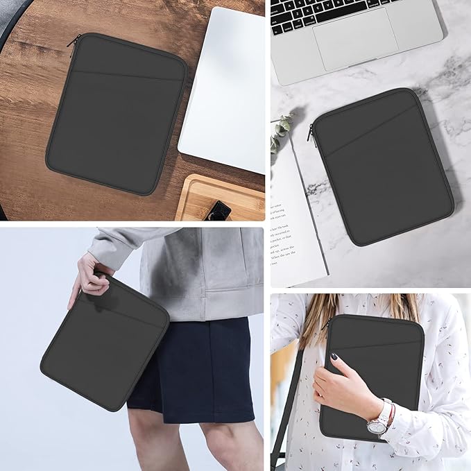 MoKo 8-9 Inch Tablet Sleeve, Fits iPad mini (A17 Pro) 8.3" 2024, iPad mini 6/5/4/3/2/1, Galaxy Tab A7 Lite 8.7/Tab A9 8.7/Tab A 8.0/Tab A 8.4, Protective Sleeve Carrying Case with Pockets, Dark Gray