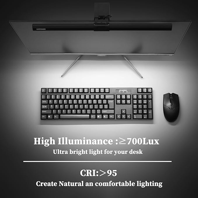 CATPOWER Computer Monitor Light Bar, LED Screen Light Bar for Workspace, Dimmable Monitor Lamp, Button Control Monitor Lamp for Desk/Office/Home/Game, for Eye Caring