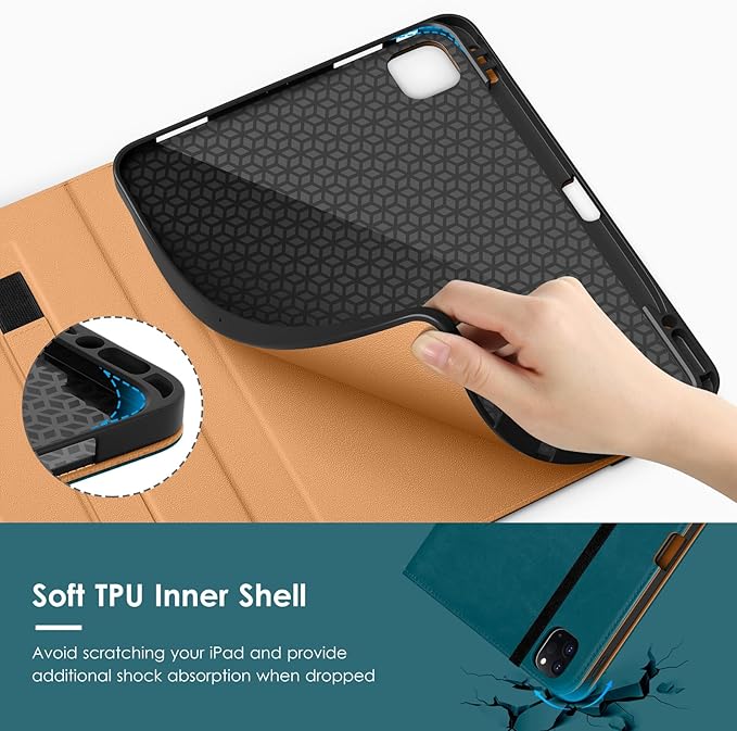 VIKESI Case for iPad Air 13 inch (M4) 2026 / (M3) 2025 / (M2) 2024,Premium Leather Folio,Apple Pencil Holder,Auto Sleep/Wake,Stand Cover - Teal