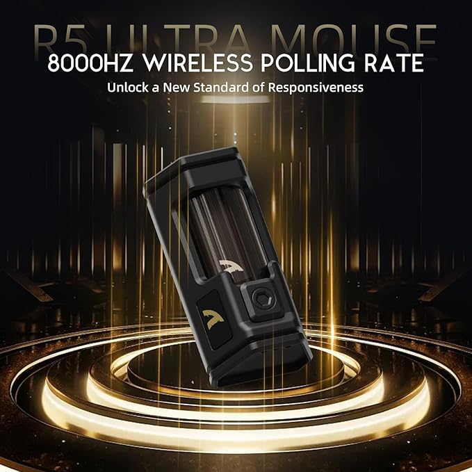 ATTACK SHARK R5Ultra 8K Carbon Fiber Wireless Gaming Mouse with 42000 DPI -PAW3950 MAX Sensor -39g Ultra-Lightweight-Nordic 52840 MCU Chip-Wired/BT/2.4GHz Wirelss Programmable Mouse for PC/Mac (Green)