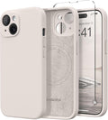Magnetic for iPhone 14 Case, Compatible with MagSafe, [Full Camera Protection][Screen Protector] Silicone Shockproof Protective Phone Case for iPhone 14 6.1 inch, Stone